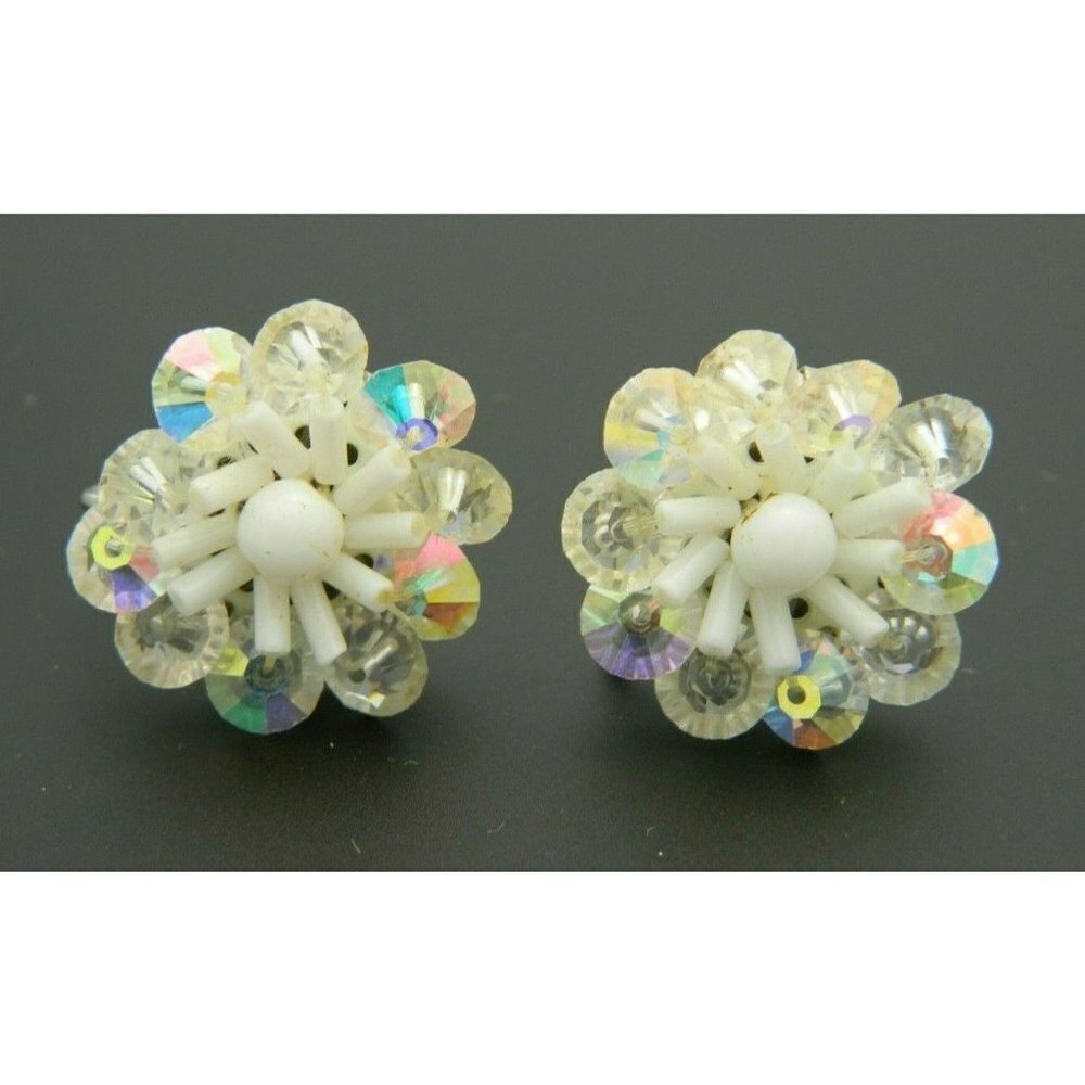 Western Germany White Clear Cluster Bead Beaded